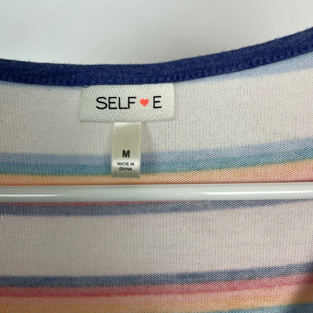 Self E Multi Colored Striped Zip Up Sweater M